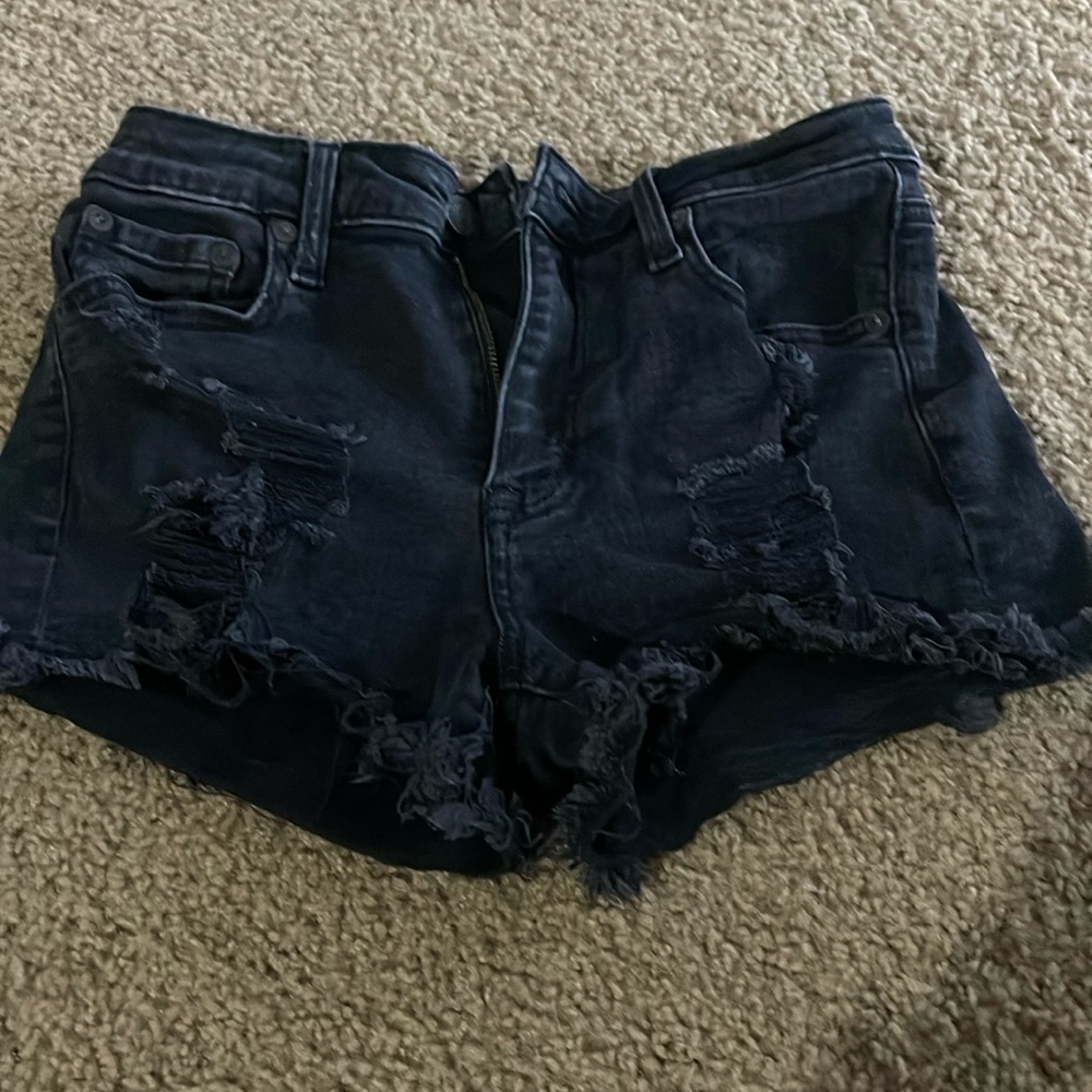 Black ripped jeans shorts
